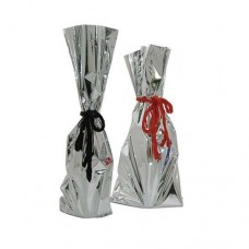 Gift Bag-Bottle Bag Mylar Silver