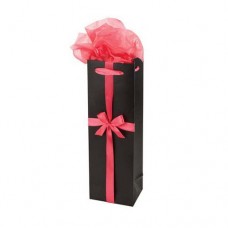 Gift Bag-Bottle Bag Bow Black and Pink