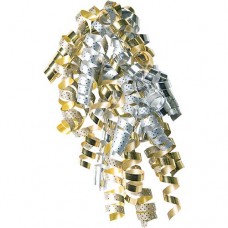 Curly Bow-Gold & Silver Swiss Dot Mix