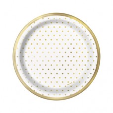 Elegant Gold Foil Dots Dessert Plates