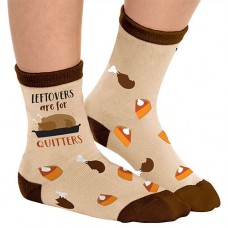 Thankful Crew Socks "Leftovers are for Quitters"