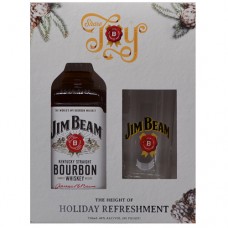 Jim Beam Bourbon White Label 4 yr 750 ml Gift Set