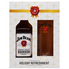 Jim Beam Bourbon White Label 750 ml Holiday Refreshment Gift Set