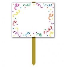 Blank Lawn Sign with Streamers