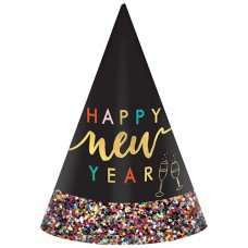 New Year's Cone Hat Multicolor Glitter Dipped