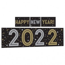 New Year's 2022 Deco Kit Scene Setter Black, Gold Silver