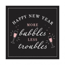 New Years Beverage Napkins More Bubbles Less Troubles