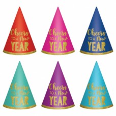 New Year's Cone Hats Multicolor 6 pack