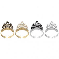 New Years Tiaras Black, Gold, Silver 8 pack