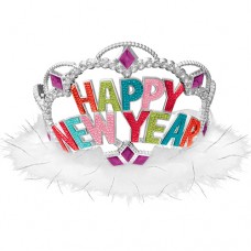 New Year's Tiara Plastic and Feathers Colorful