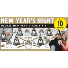 New Year's Eve Party Kit 10 People-New Year's Night Black, Gold, Silver
