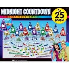New Year's Eve Party Kit 25 People-Midnight Countdown Multicolor