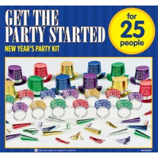 New Year's Eve Party Kit 25 People-Get The Party Started Multicolor