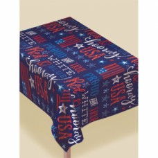 Patriotic Proud and True Flannel-Backed Vinyl Tablecloth