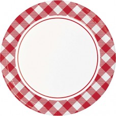 Red Gingham Dinner Plates