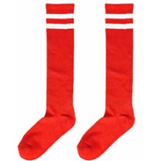 Red Knee High Striped Socks