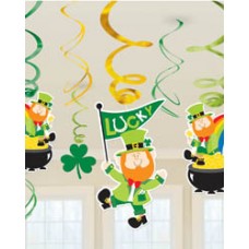 St Patrick's Hanging Decoration - Swirl Leprechauns