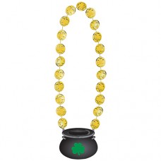 St Patrick's Day Bead Necklace Gold Coin