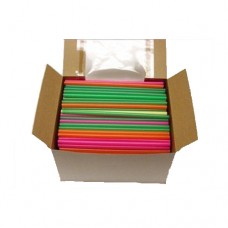 Straws Plastic Wide Neon Assortment 8 in 175 pack