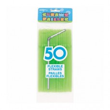 Straws Plastic Flex Neon 50 pack