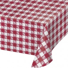 Red Gingham Paper with Plastic Lining Table Cover Rectangular