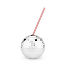 Disco Ball Silver Tumbler with Straw