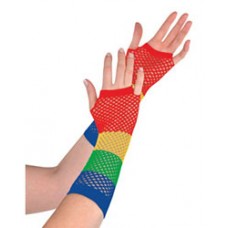 Rainbow Fishnet Gloves