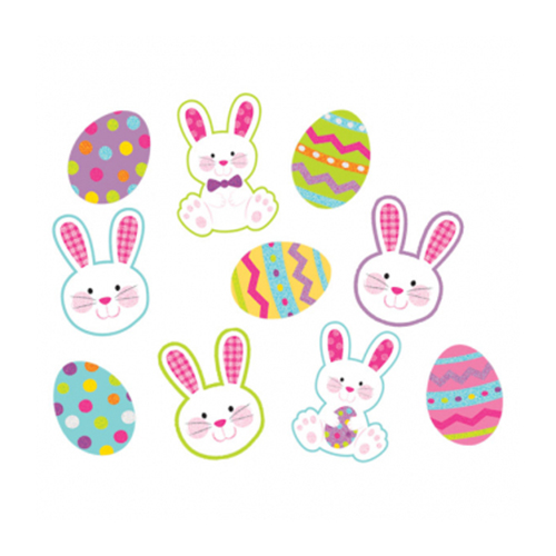 10 Mini Easter Bunny Rabbit Egg Glitter Cutouts Table Scatter Party Decoration 