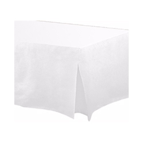 White FlannelBacked Vinyl Fitted Table Cover 72 in.